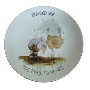 Vtg 1994 Precious Moments Enesco Blessed Are The Pure In Heart Plate Gold Trim